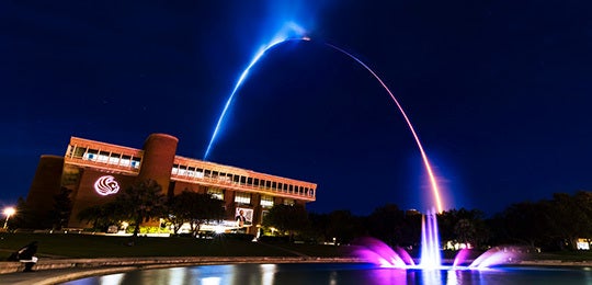 kennedy space center rocket launch over ucf campus