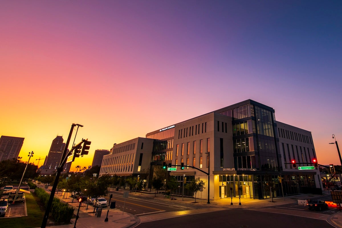 The sun rises over UCF Downtown