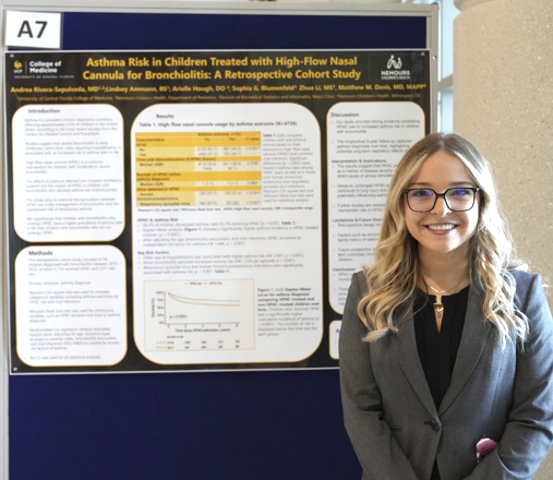 Lindsey Ammann standing in front of a poster board presentation