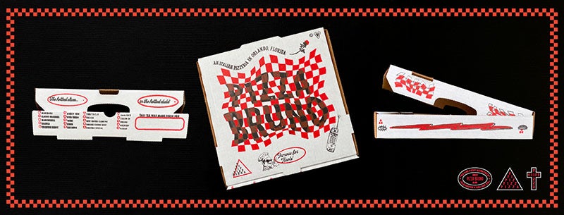 Pizza box design by Sean Walsh for Pizza Bruno