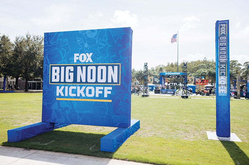 the Fox Big Noon Kickoff sign on Memory Mall